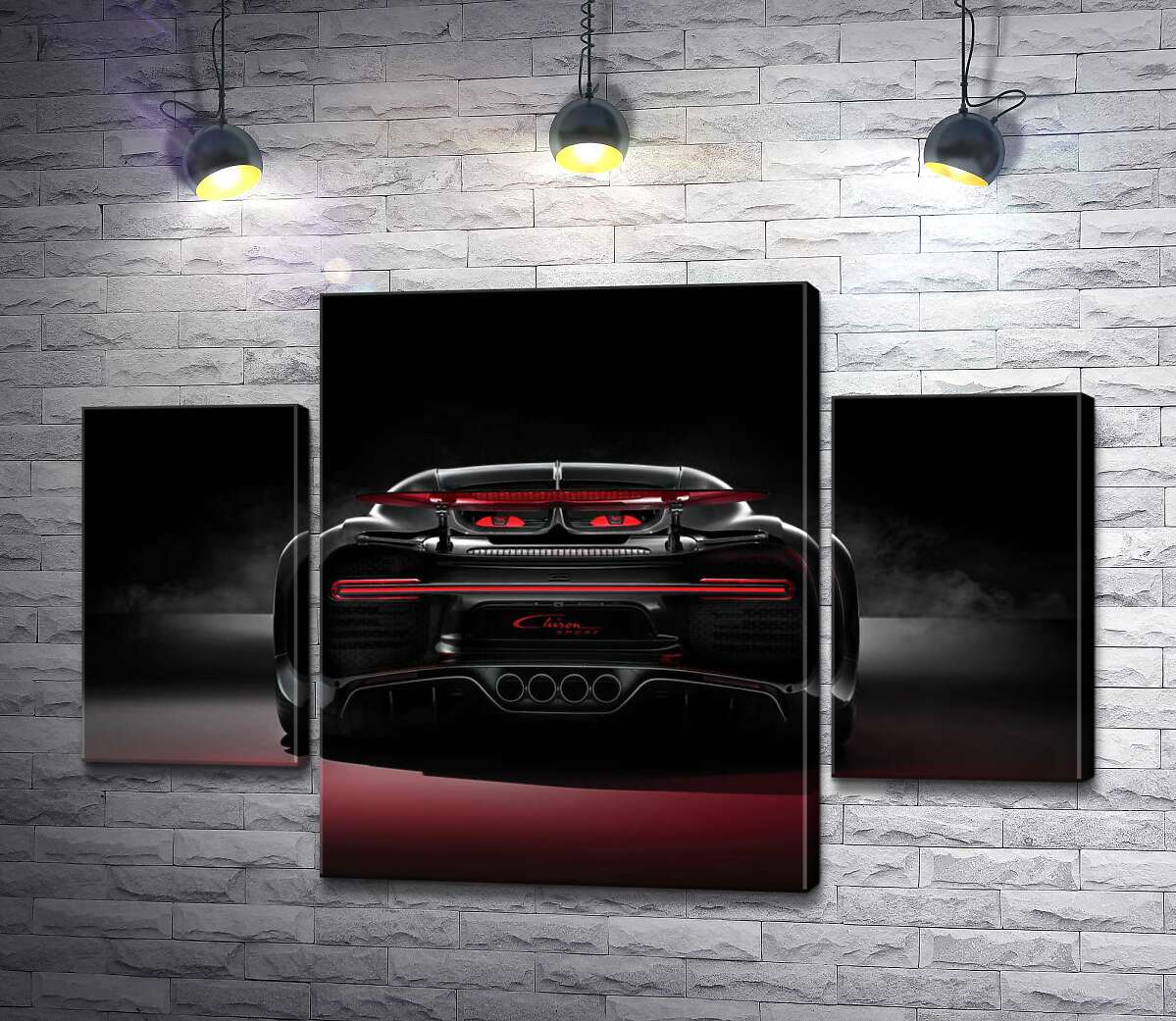 модульная картина Инопланетный дизайн задней части автомобиля Bugatti Chiron (Модуль №5)