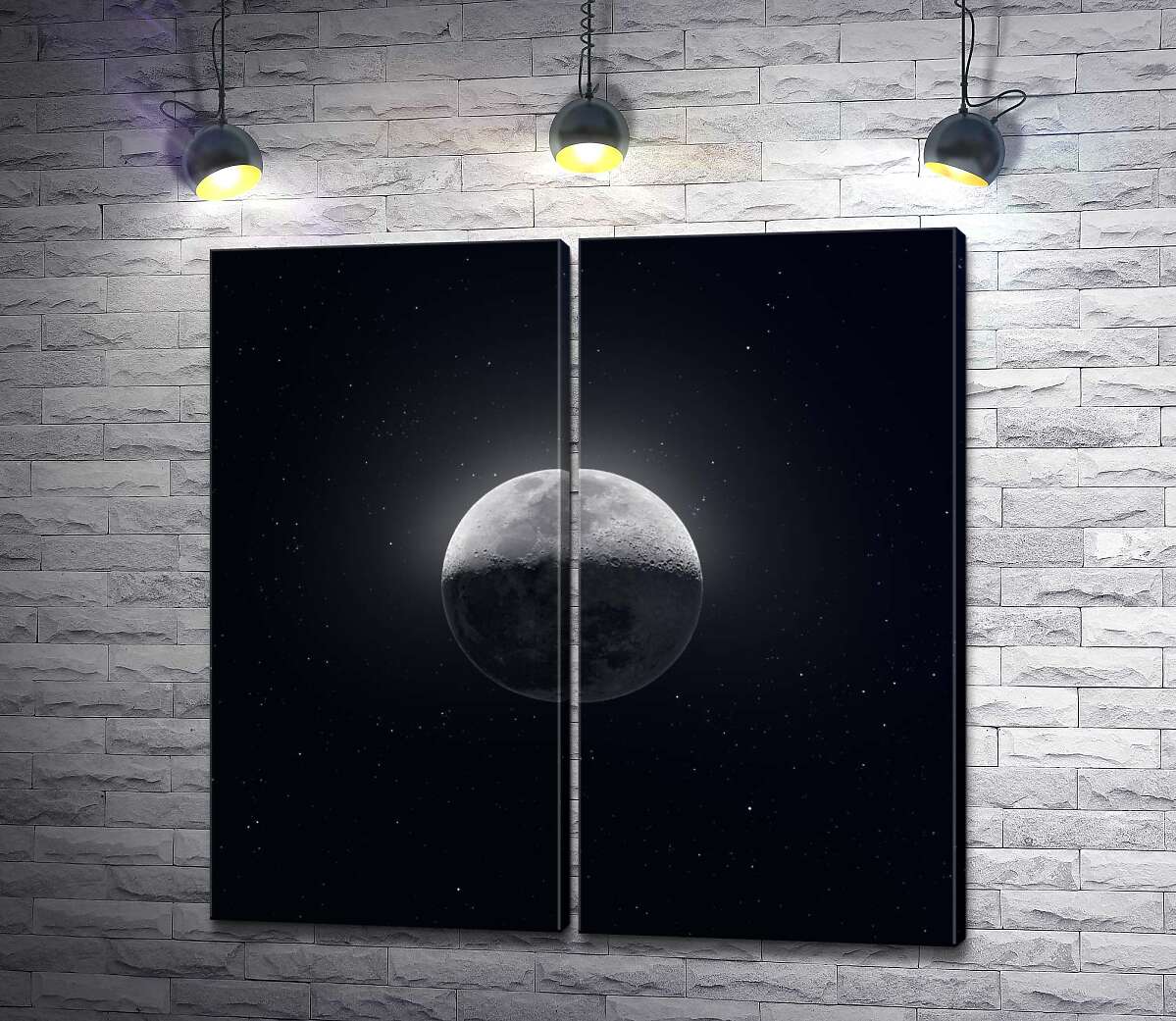 модульная картина Верхушка Луны озарена серебряным светом