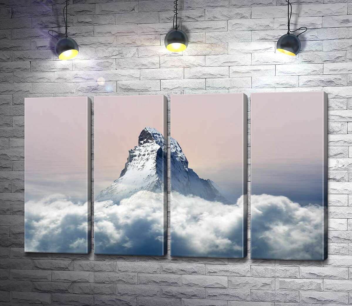 модульная картина Скалистый пик горы Маттерхорн (Matterhorn) окружен пушистым слоем облаков (Модуль №24)