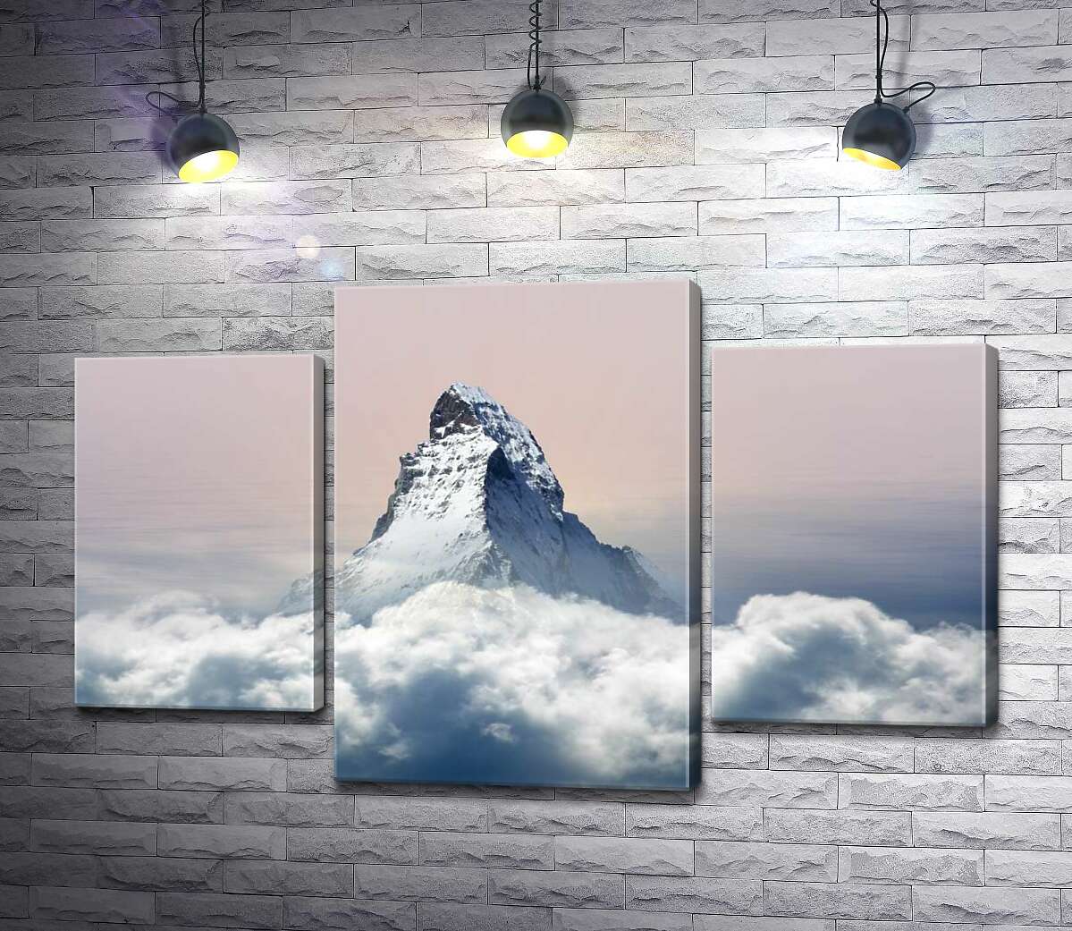 модульная картина Скалистый пик горы Маттерхорн (Matterhorn) окружен пушистым слоем облаков (Модуль №10)
