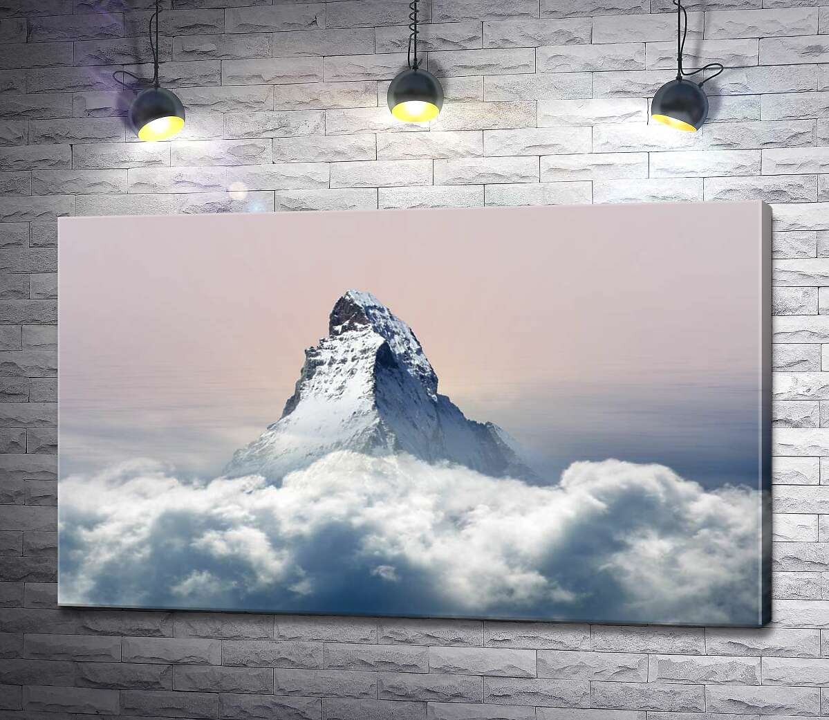картина Скалистый пик горы Маттерхорн (Matterhorn) окружен пушистым слоем облаков