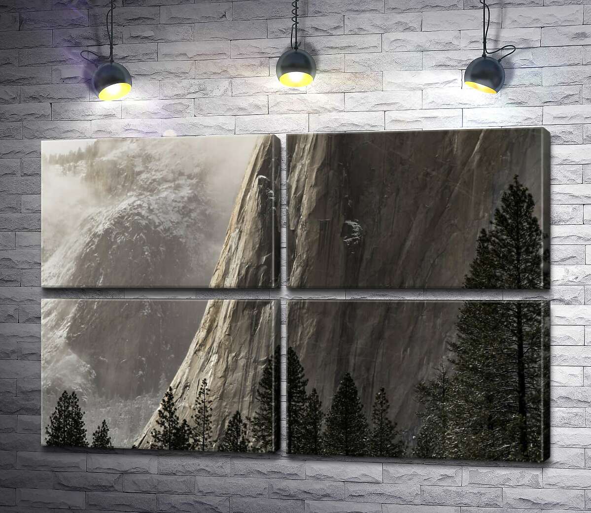модульная картина Отвесная скала Эль Капитан (El Capitan) стоит перед стройными соснами (Модуль №25)