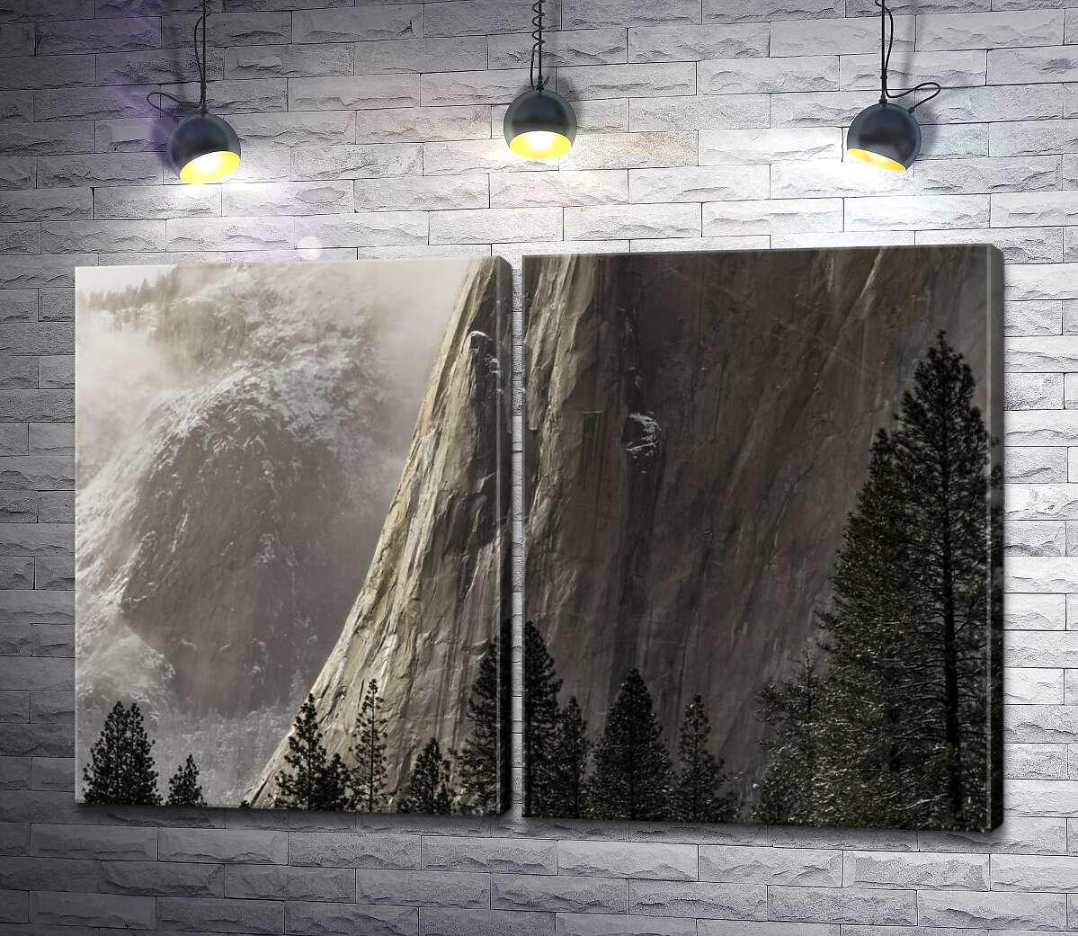 модульная картина Отвесная скала Эль Капитан (El Capitan) стоит перед стройными соснами