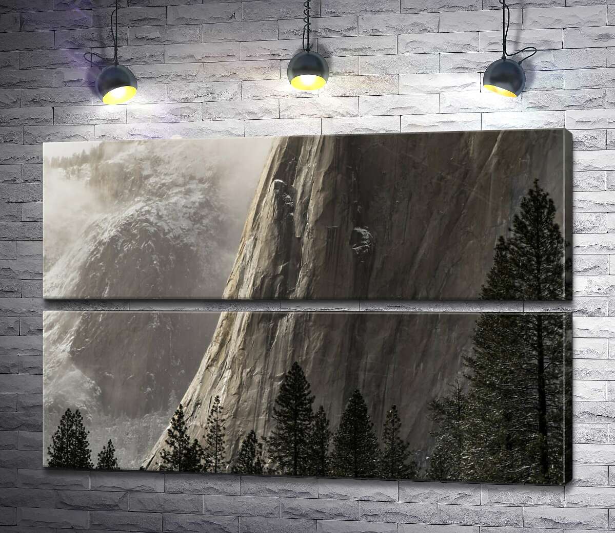 модульна картина Прямовисна скеля Ель Капітан (El Capitan) стоїть перед стрункими соснами (Модуль №7)