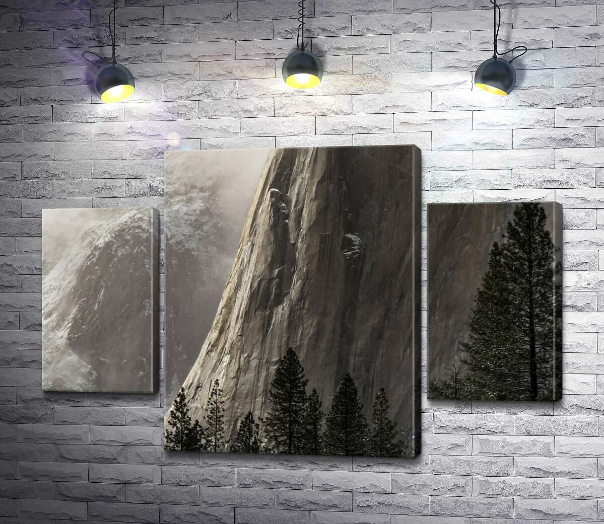 модульная картина Отвесная скала Эль Капитан (El Capitan) стоит перед стройными соснами (Модуль №5)