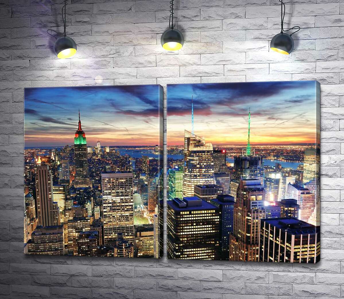 модульна картина Гострі шпилі хмарочосів Нью-Йорку врізаються в небо