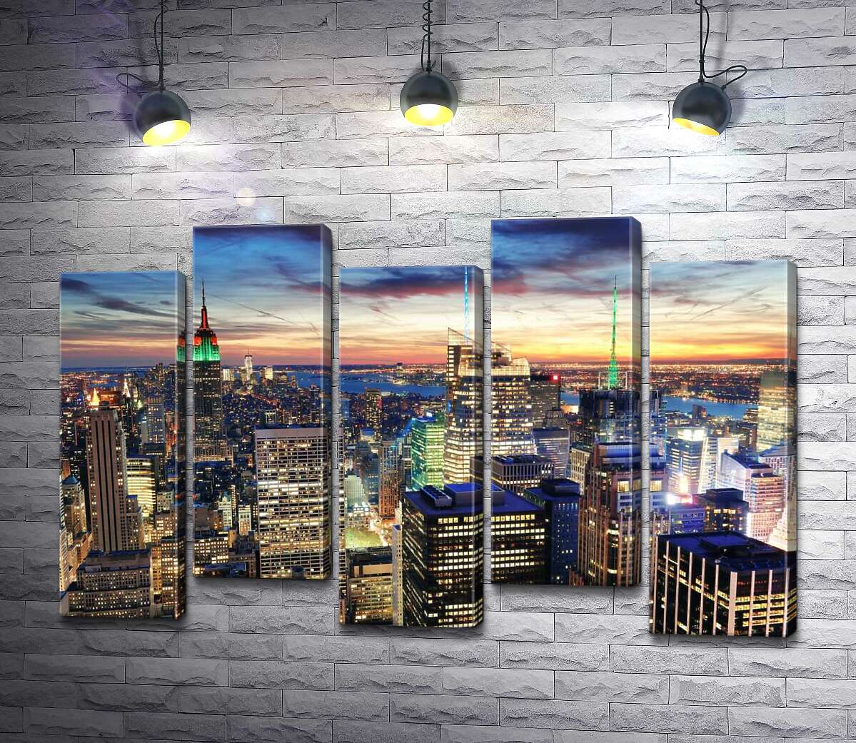 модульна картина Гострі шпилі хмарочосів Нью-Йорку врізаються в небо (Модуль №30)