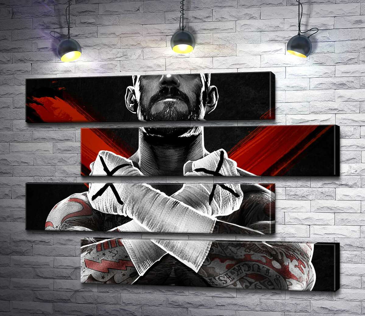 модульна картина Гори м'язів американського реслера СМ Панка (CM Punk) (Модуль №23)