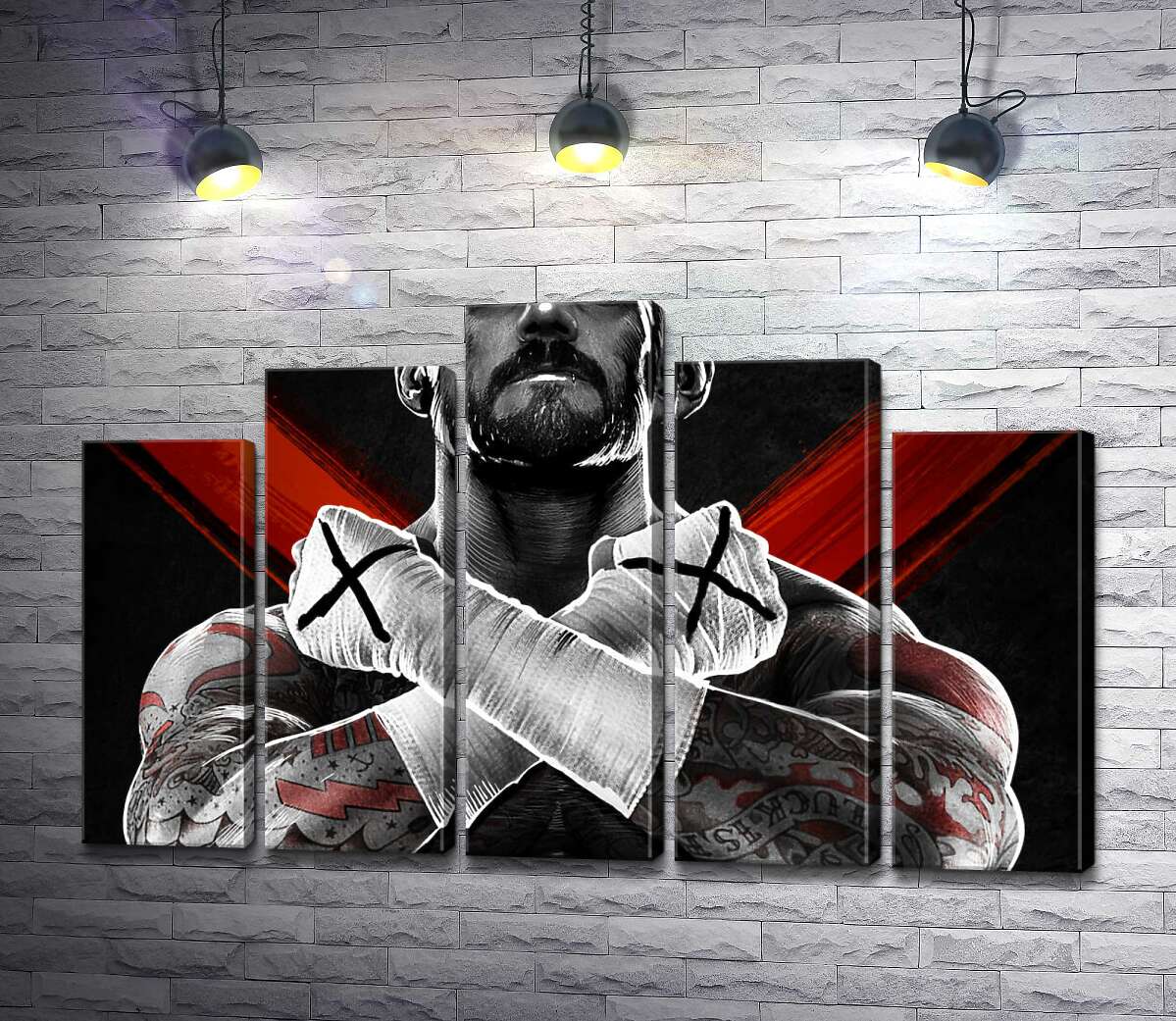 модульна картина Гори м'язів американського реслера СМ Панка (CM Punk) (Модуль №29)