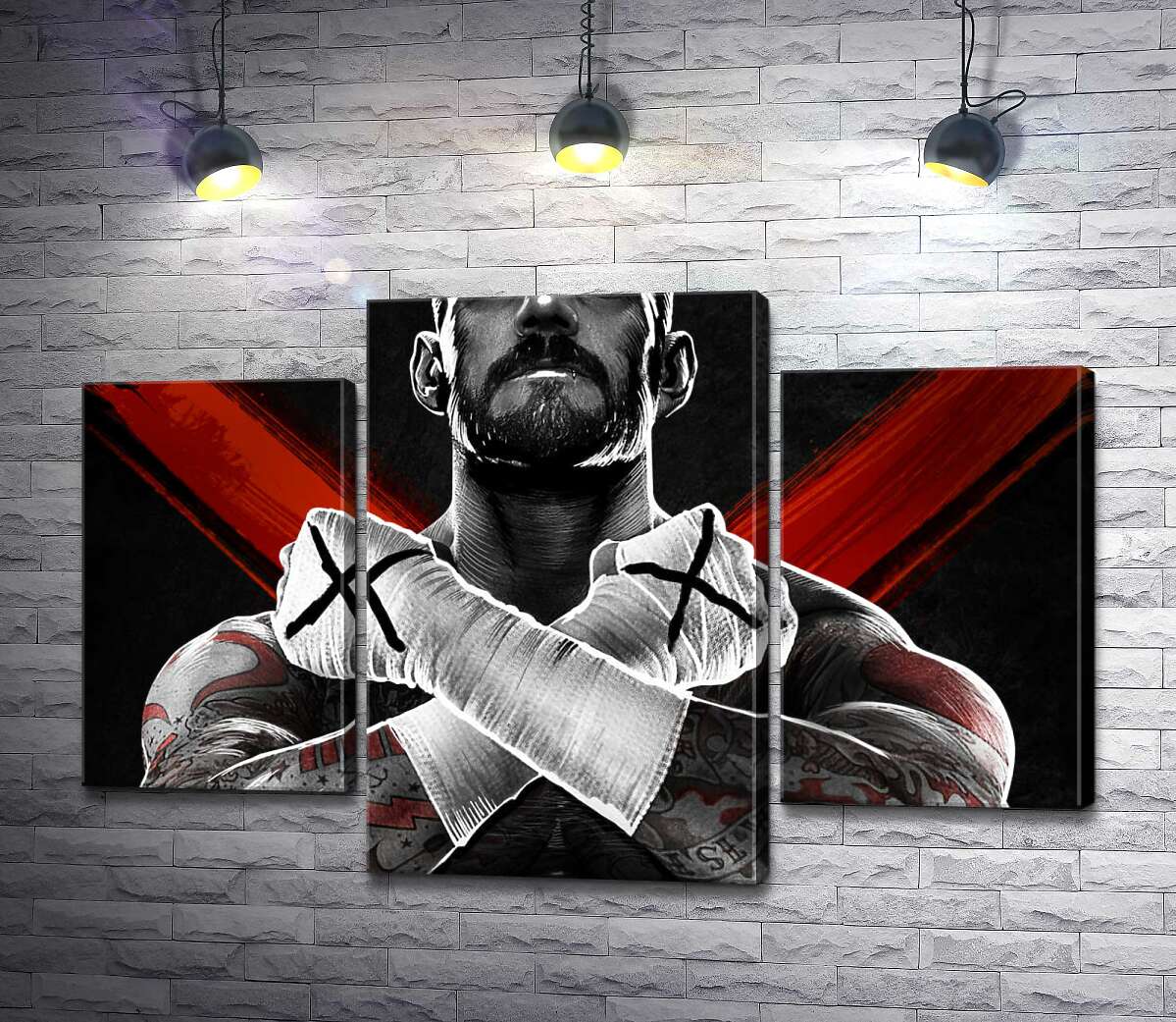 модульна картина Гори м'язів американського реслера СМ Панка (CM Punk) (Модуль №10)