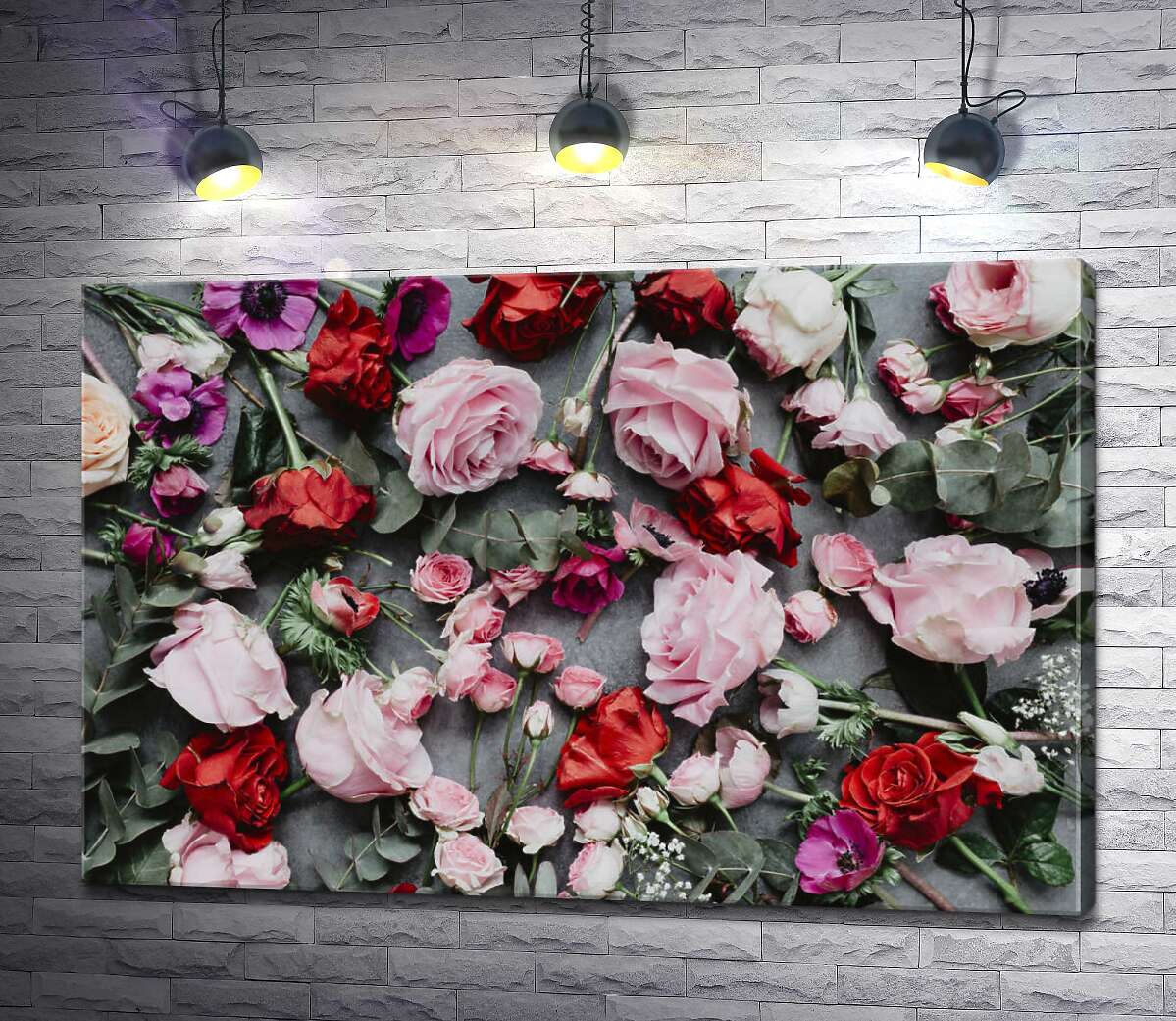 картина Мягкое сочетание цветов в ковре роз