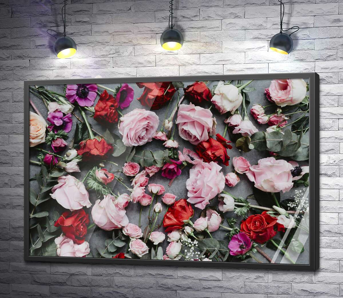 постер Мягкое сочетание цветов в ковре роз