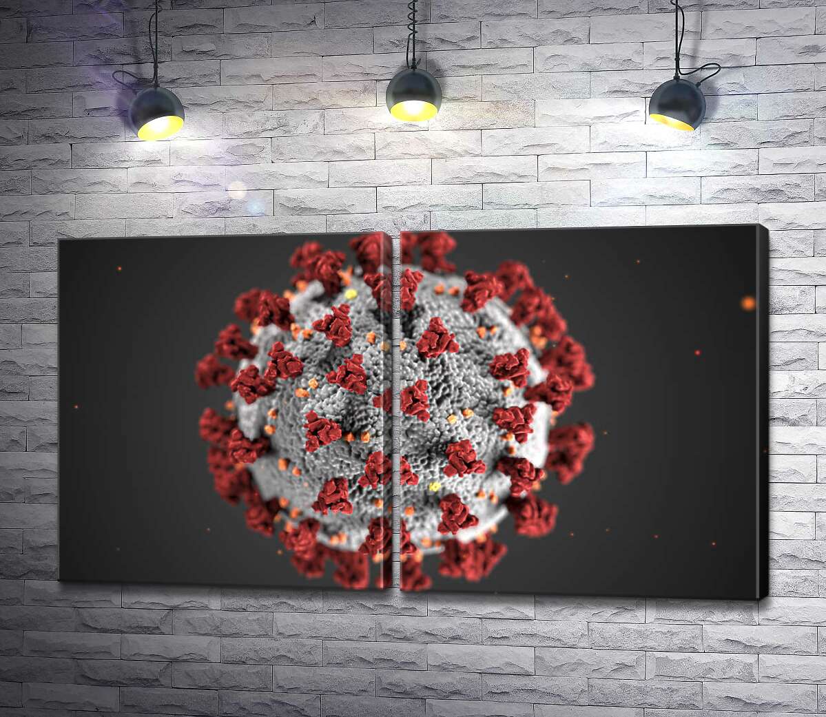модульная картина Увеличенное изображение коронавируса