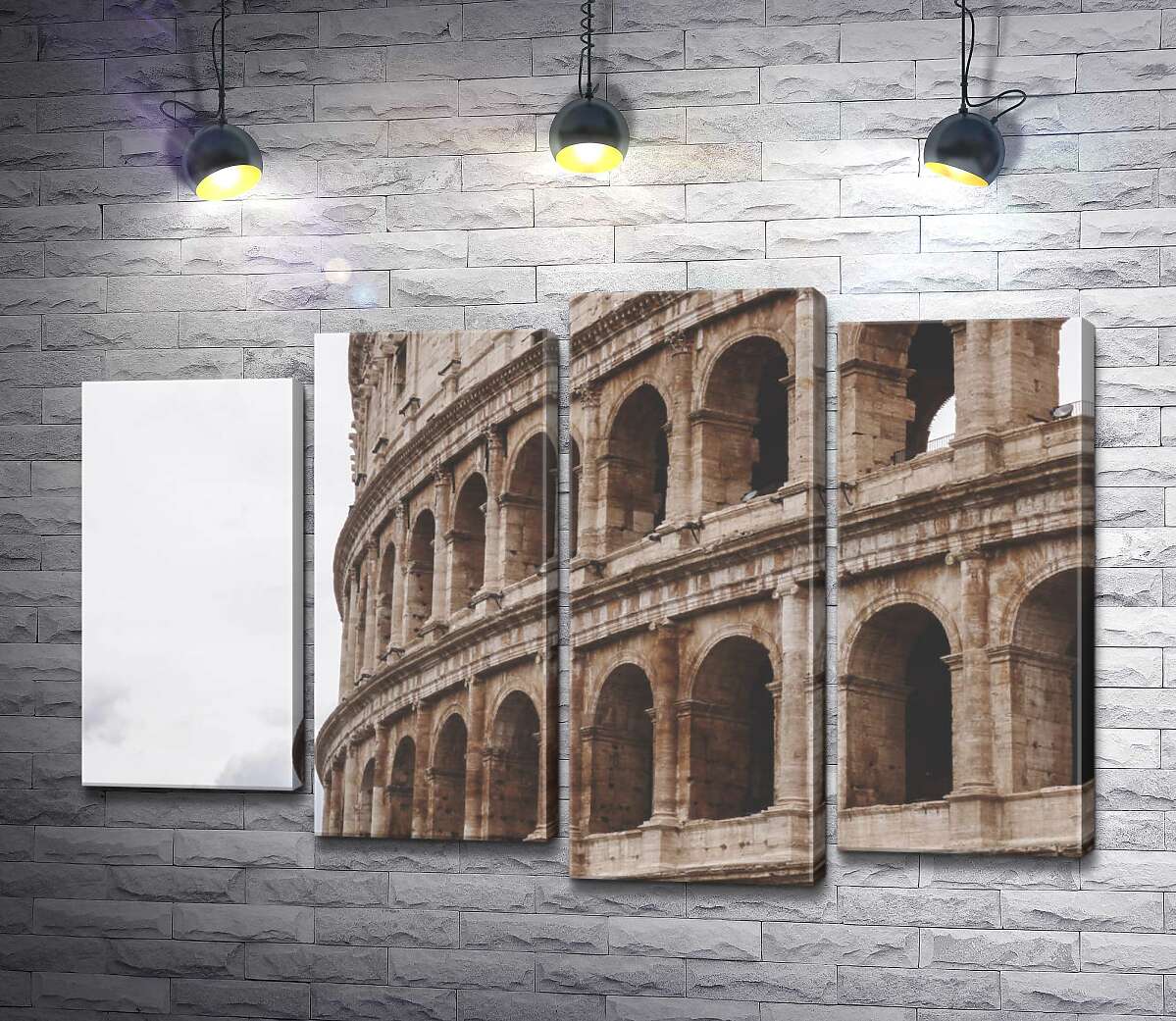 модульная картина Каменные арки мощного сооружения Колизея (Coliseum) (Модуль №3)