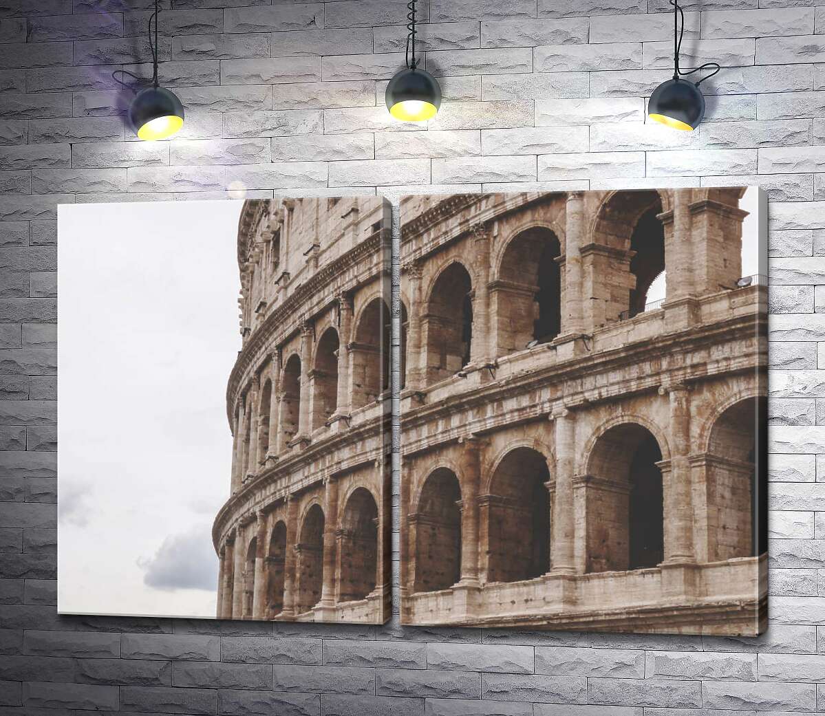 модульная картина Каменные арки мощного сооружения Колизея (Coliseum)