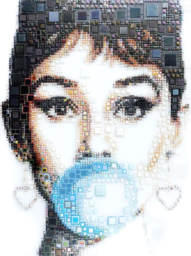 картина-постер Актриса Одри Хепбёрн (Audrey Hepburn) с жвачкой