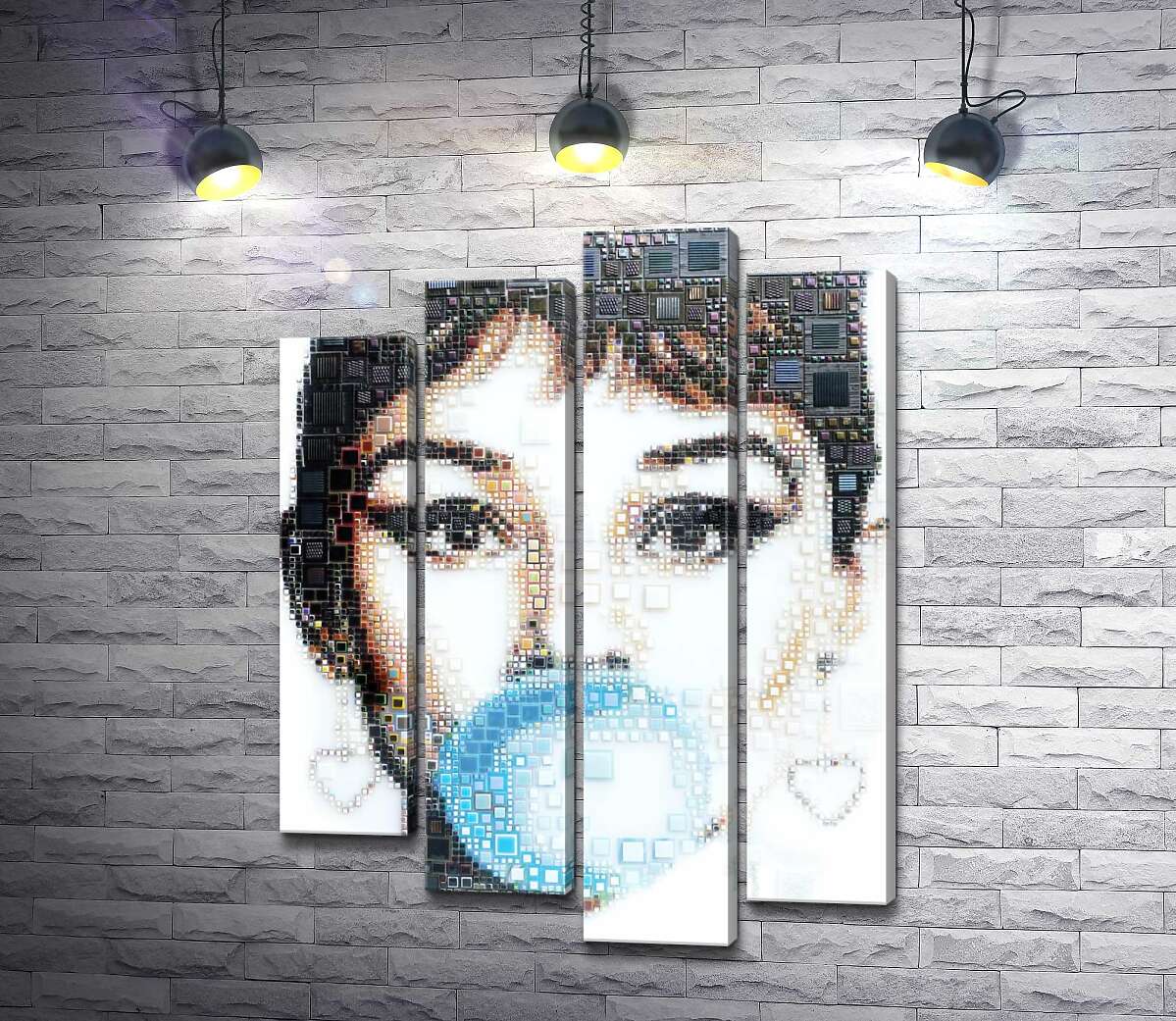 модульная картина Актриса Одри Хепбёрн (Audrey Hepburn) с жвачкой (Модуль №3)