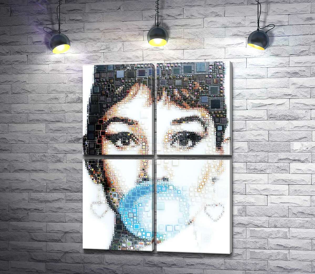 модульна картина Актриса Одрі Гепберн (Audrey Hepburn) із жуйкою (Модуль №25)