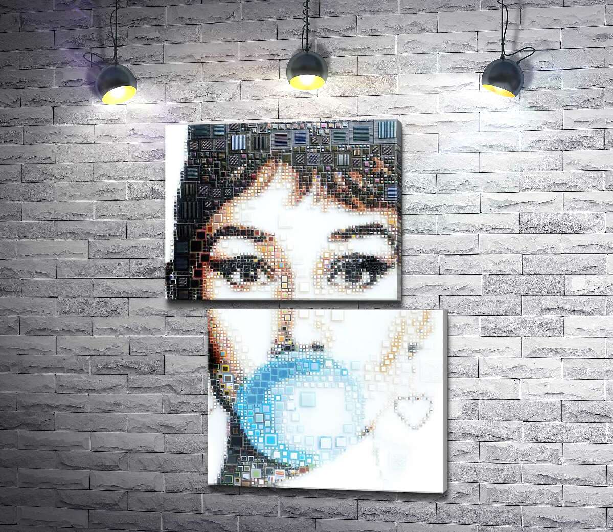 модульна картина Актриса Одрі Гепберн (Audrey Hepburn) із жуйкою (Модуль №8)