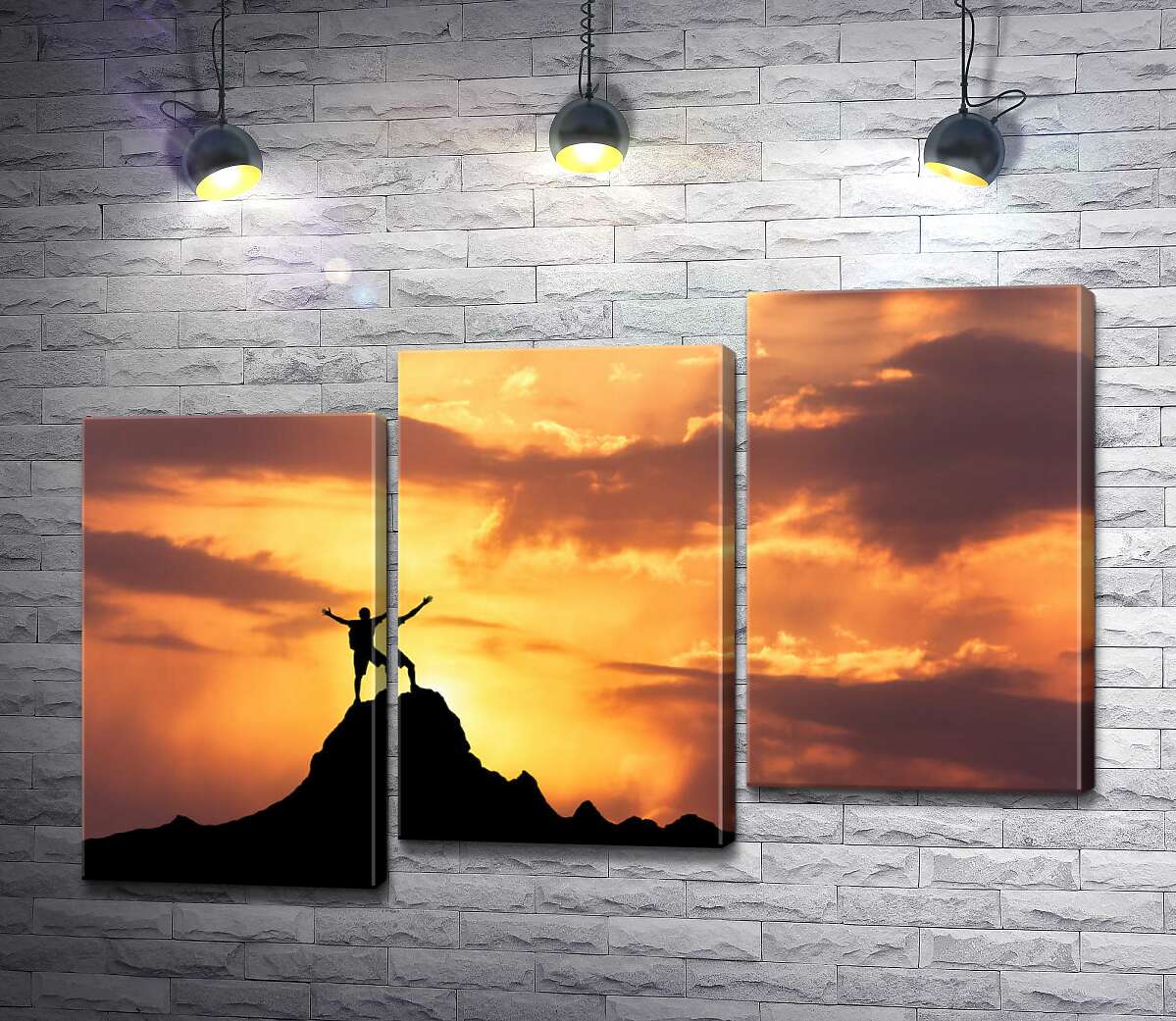 модульная картина Человек встретился с вечерним небом на вершине горы (Модуль №14)