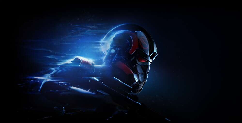 картина-постер Блакитне світло оточує клона з з гри "Star Wars: Battlefront II"