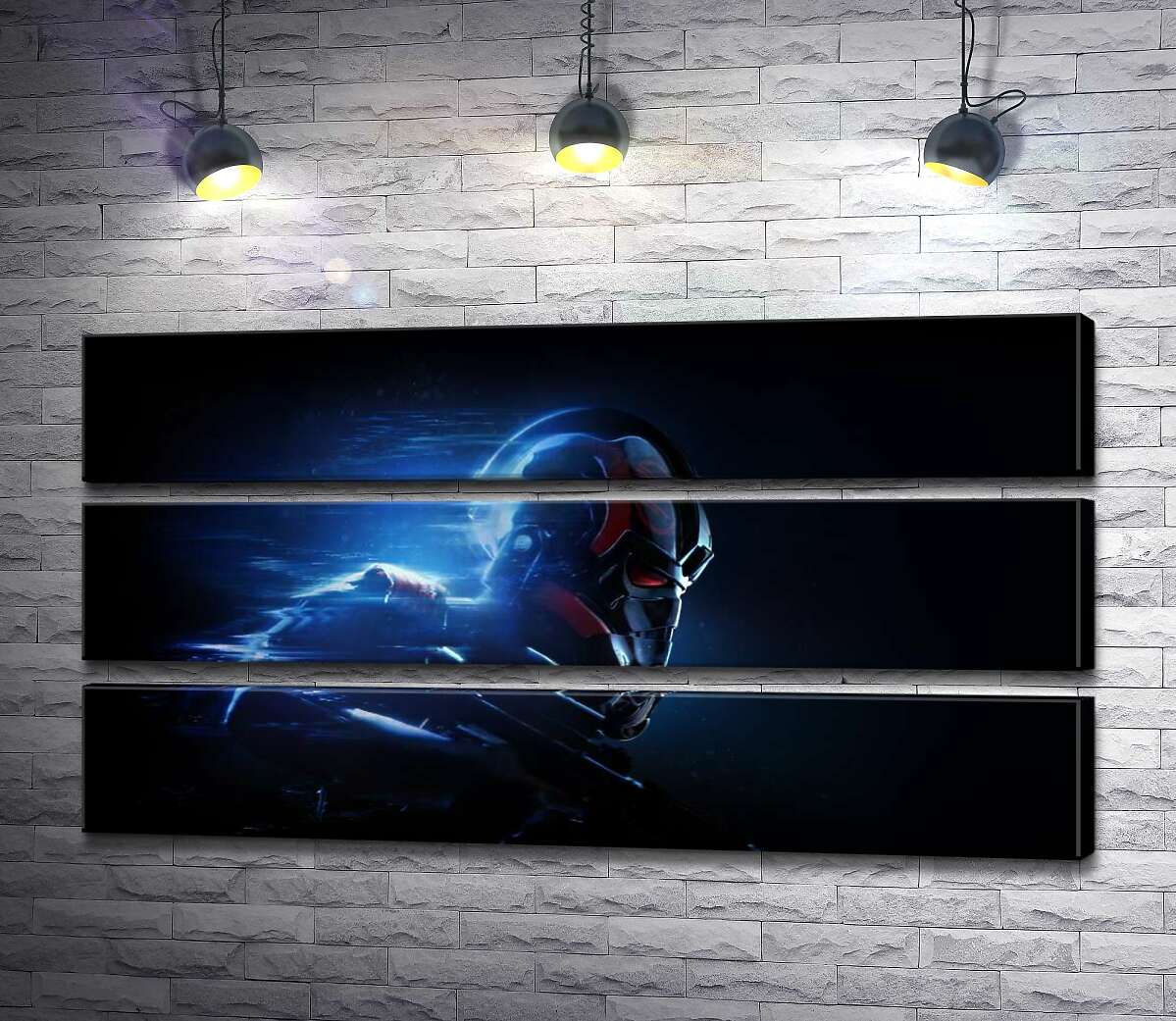 модульная картина Голубой свет окружает клона из игры "Star Wars: Battlefront II" (Модуль №15)