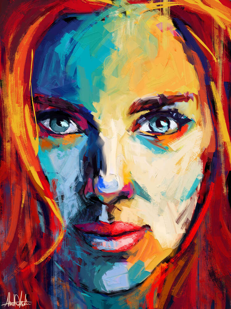 картина-постер Рыжие волосы оттеняют образ Скарлетт Йоханссон (Scarlett Johansson)
