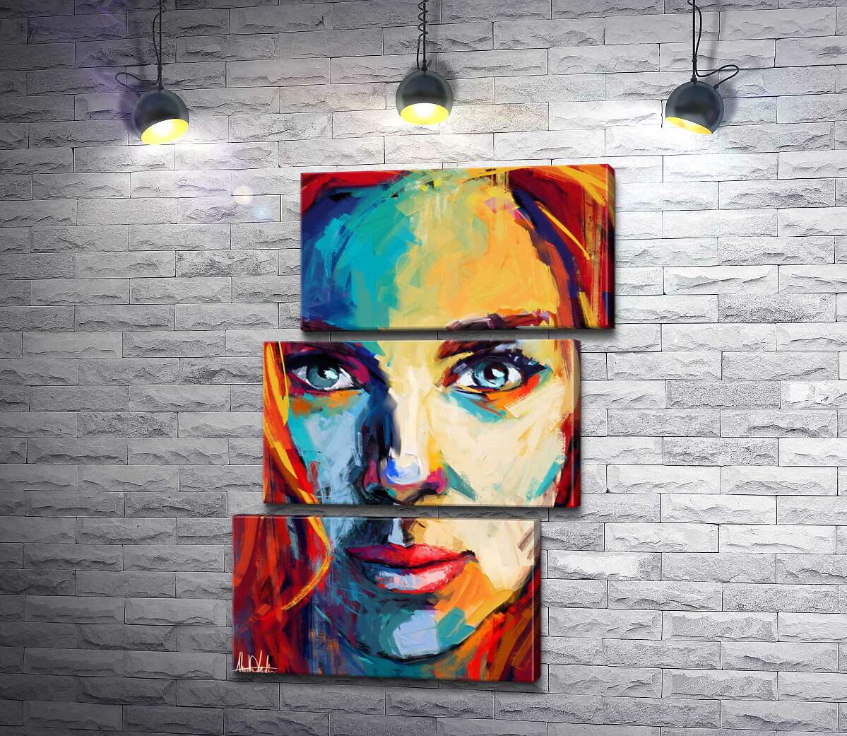 модульная картина Рыжие волосы оттеняют образ Скарлетт Йоханссон (Scarlett Johansson) (Модуль №17)