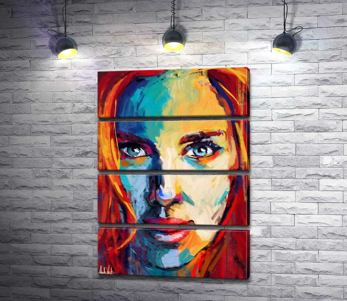 модульная картина Рыжие волосы оттеняют образ Скарлетт Йоханссон (Scarlett Johansson) (Модуль №22)
