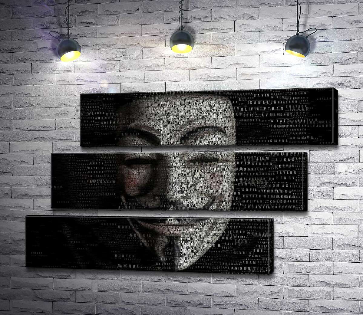 модульная картина Зловещая маска на постере к фильму "Имя нам легион" (We Are Legion: The Story of the Hacktivists) (Модуль №17)