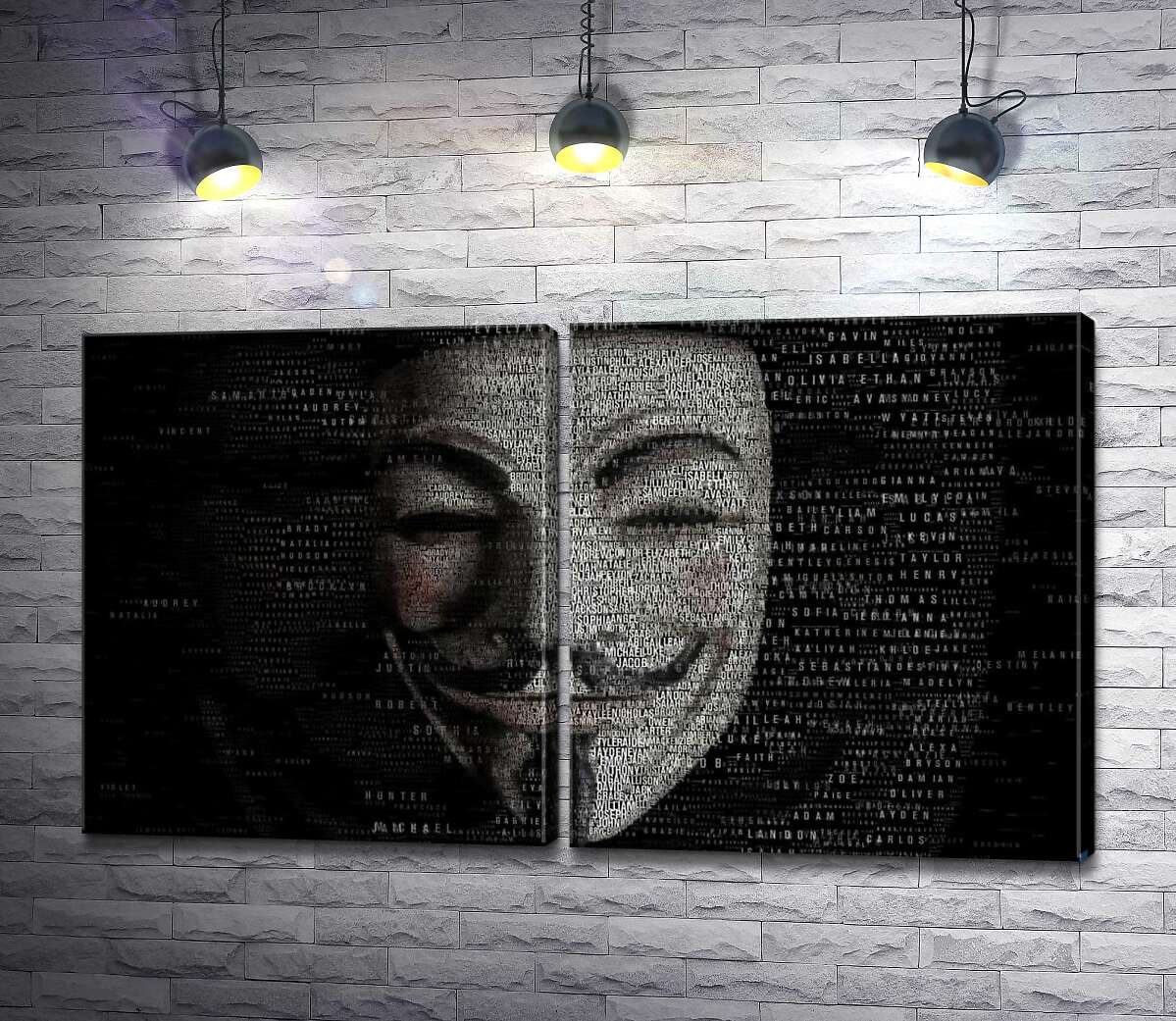 модульна картина Зловісна маска на постері до фільму "Ім'я нам легіон" (We Are Legion: The Story of the Hacktivists)