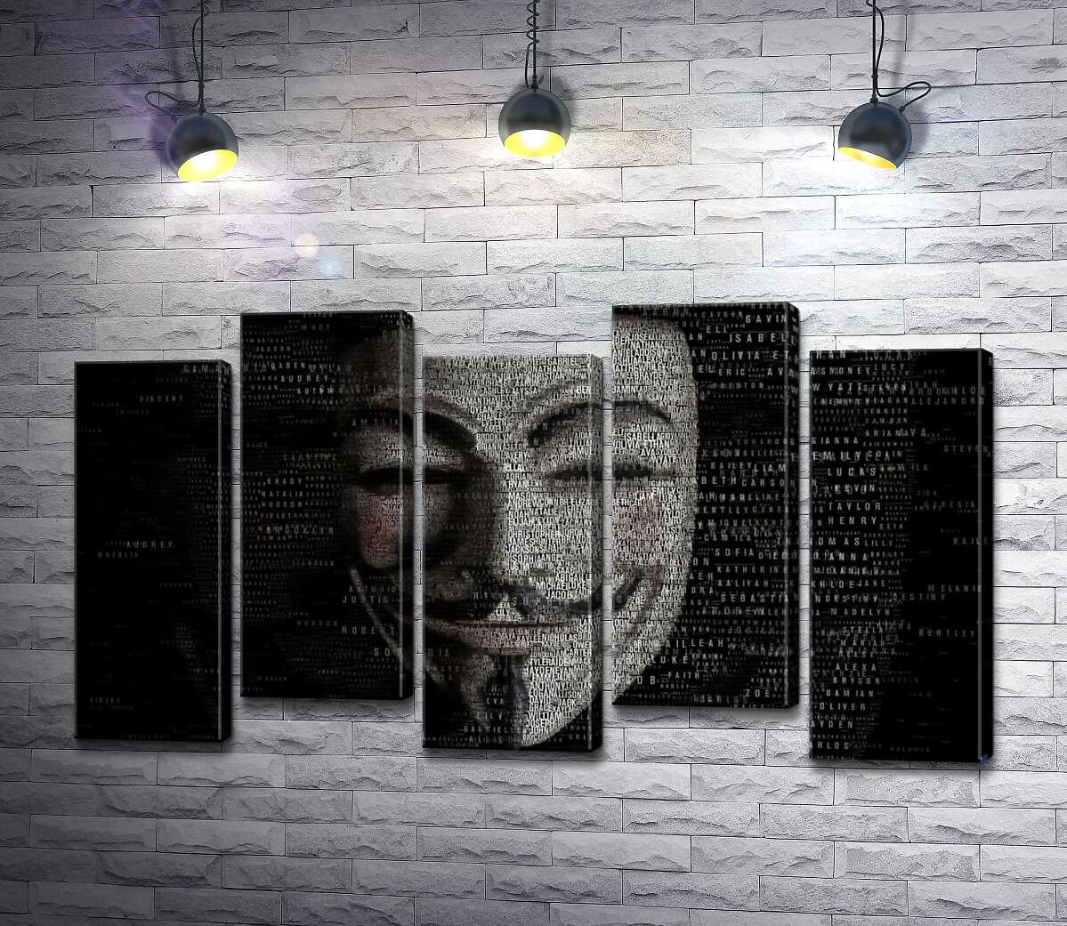 модульная картина Зловещая маска на постере к фильму "Имя нам легион" (We Are Legion: The Story of the Hacktivists) (Модуль №30)