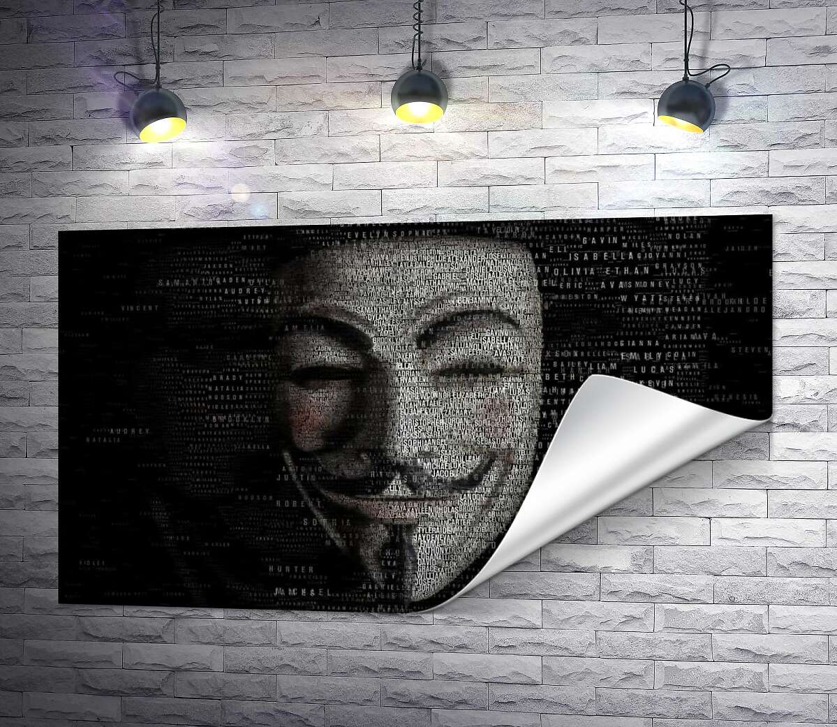 друк Зловісна маска на постері до фільму "Ім'я нам легіон" (We Are Legion: The Story of the Hacktivists)