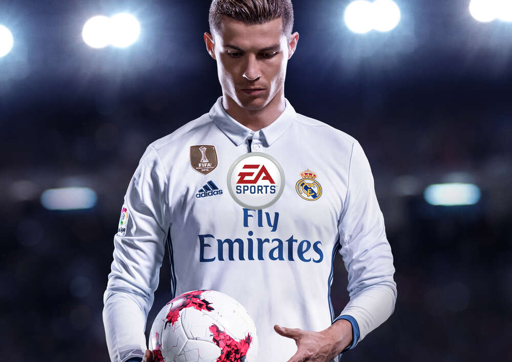 картина-постер Фигура Криштиану Роналду (Cristiano Ronaldo) на постере к игре "FIFA 18"