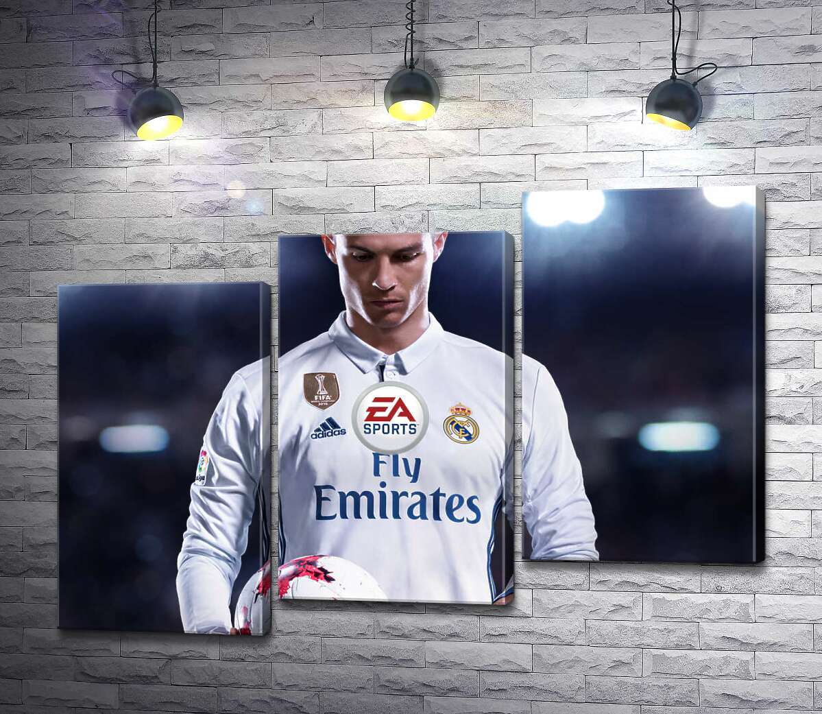 модульна картина Постать Кріштіану Роналду (Cristiano Ronaldo) на постері до гри "FIFA 18" (Модуль №14)