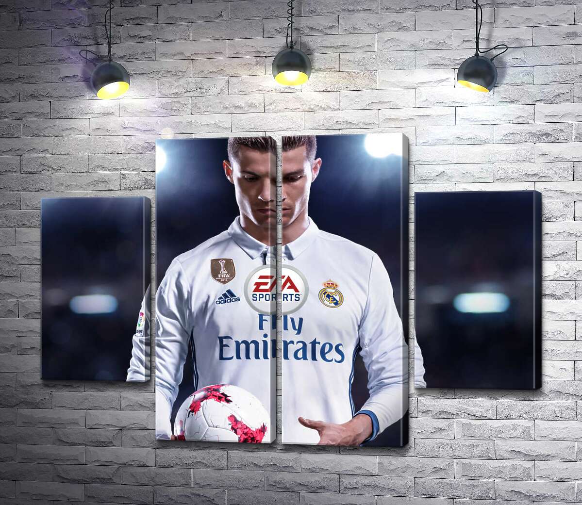 модульна картина Постать Кріштіану Роналду (Cristiano Ronaldo) на постері до гри "FIFA 18" (Модуль №20)