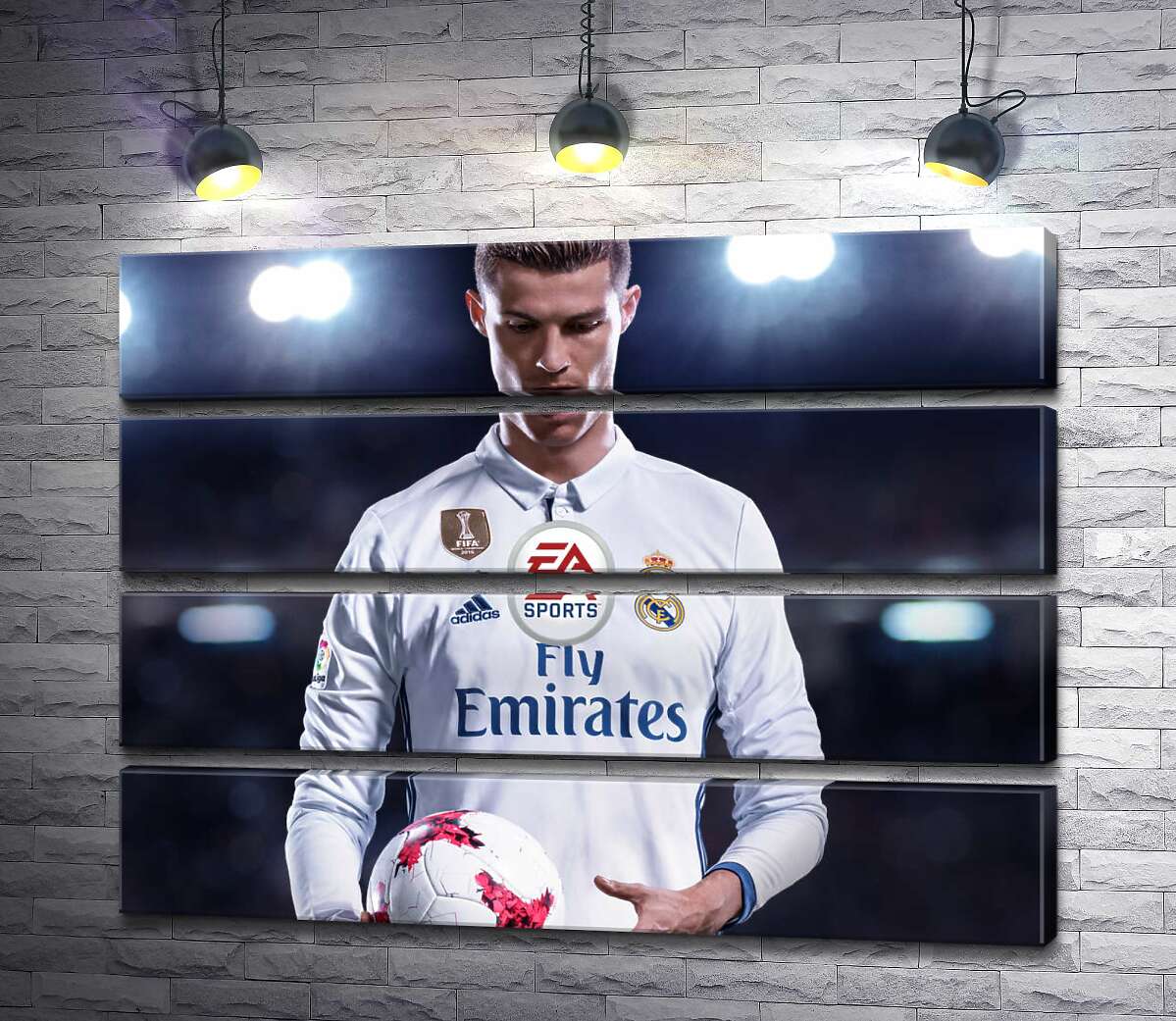 модульная картина Фигура Криштиану Роналду (Cristiano Ronaldo) на постере к игре "FIFA 18" (Модуль №22)