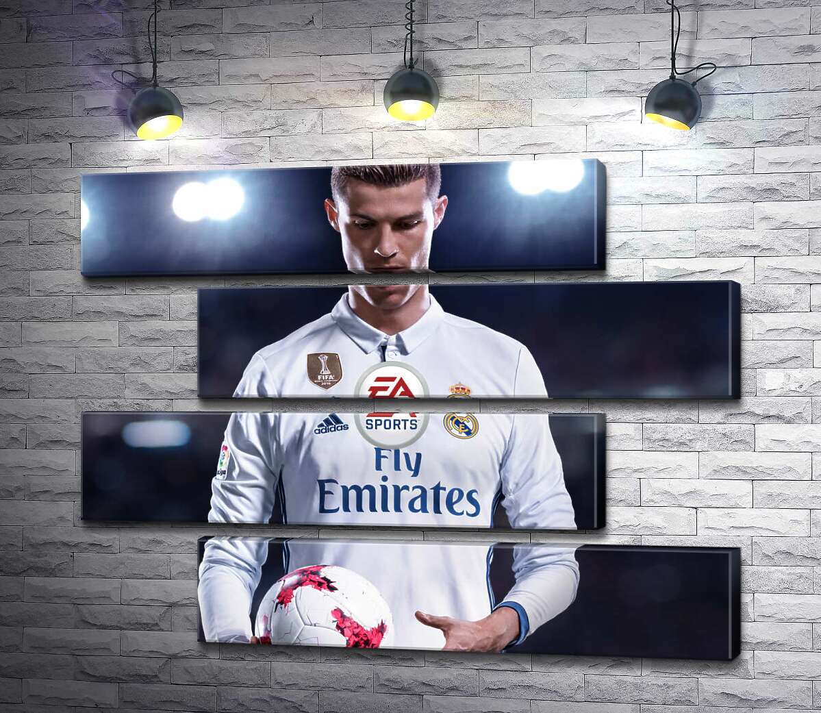 модульная картина Фигура Криштиану Роналду (Cristiano Ronaldo) на постере к игре "FIFA 18" (Модуль №23)