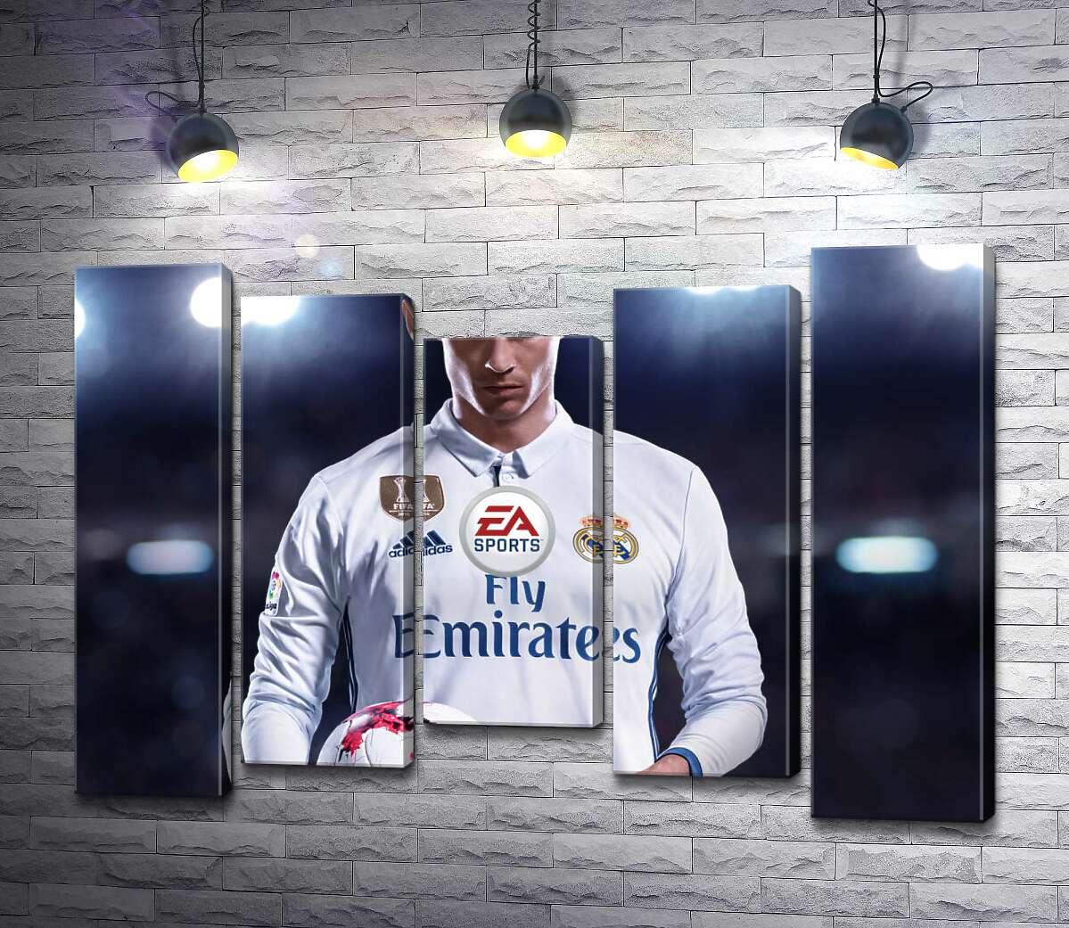 модульная картина Фигура Криштиану Роналду (Cristiano Ronaldo) на постере к игре "FIFA 18" (Модуль №27)