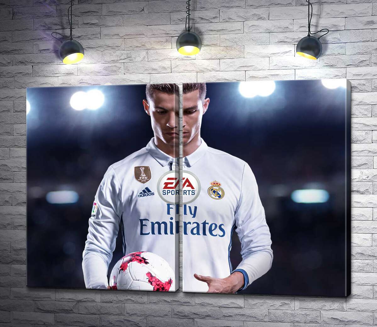 модульная картина Фигура Криштиану Роналду (Cristiano Ronaldo) на постере к игре "FIFA 18" (Модуль №6)