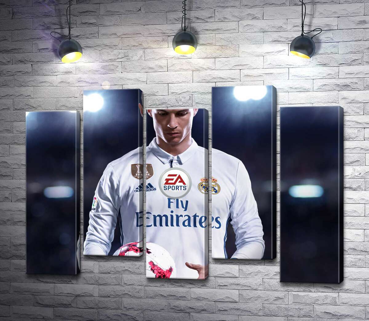 модульная картина Фигура Криштиану Роналду (Cristiano Ronaldo) на постере к игре "FIFA 18" (Модуль №30)