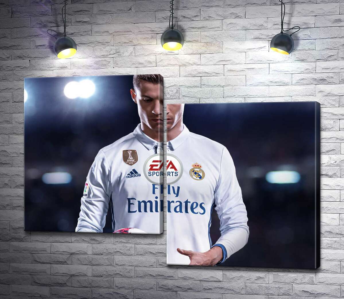 модульна картина Постать Кріштіану Роналду (Cristiano Ronaldo) на постері до гри "FIFA 18" (Модуль №9)