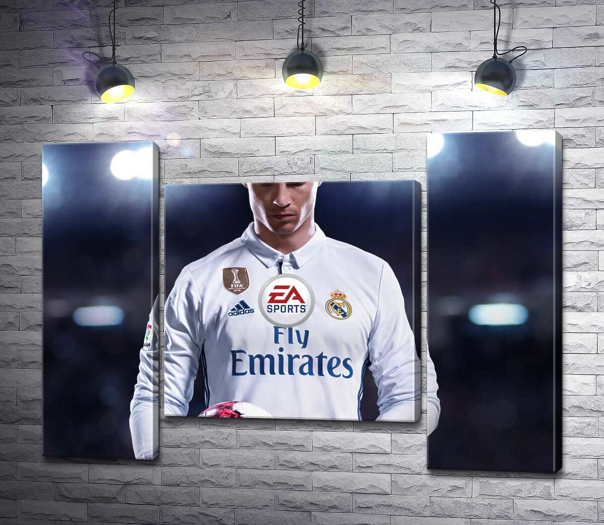 модульная картина Фигура Криштиану Роналду (Cristiano Ronaldo) на постере к игре "FIFA 18" (Модуль №11)