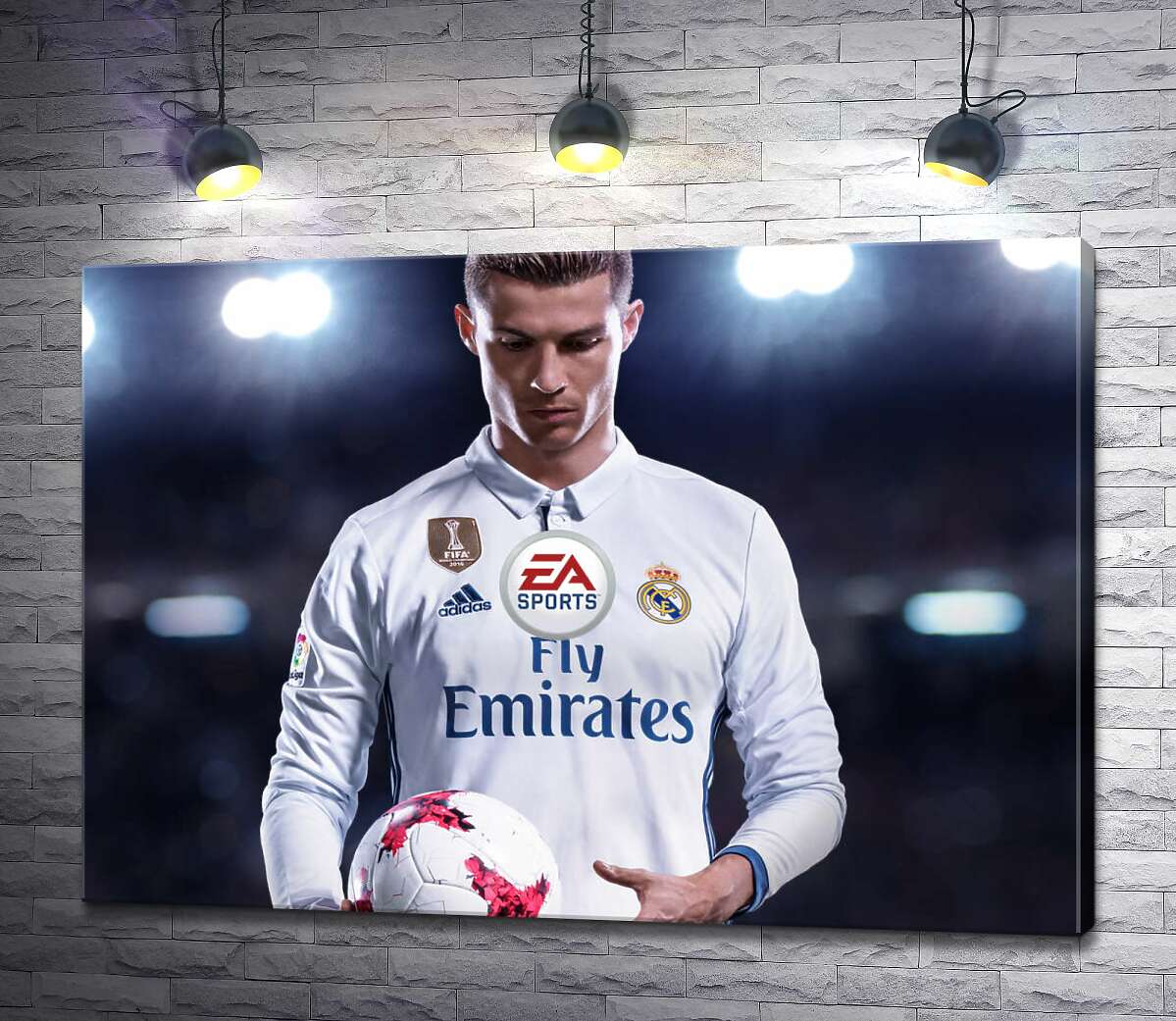картина Фигура Криштиану Роналду (Cristiano Ronaldo) на постере к игре "FIFA 18"