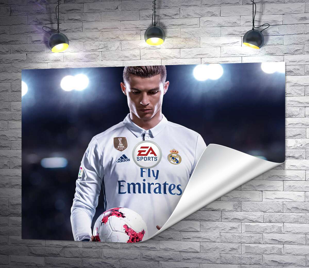 печать Фигура Криштиану Роналду (Cristiano Ronaldo) на постере к игре "FIFA 18"