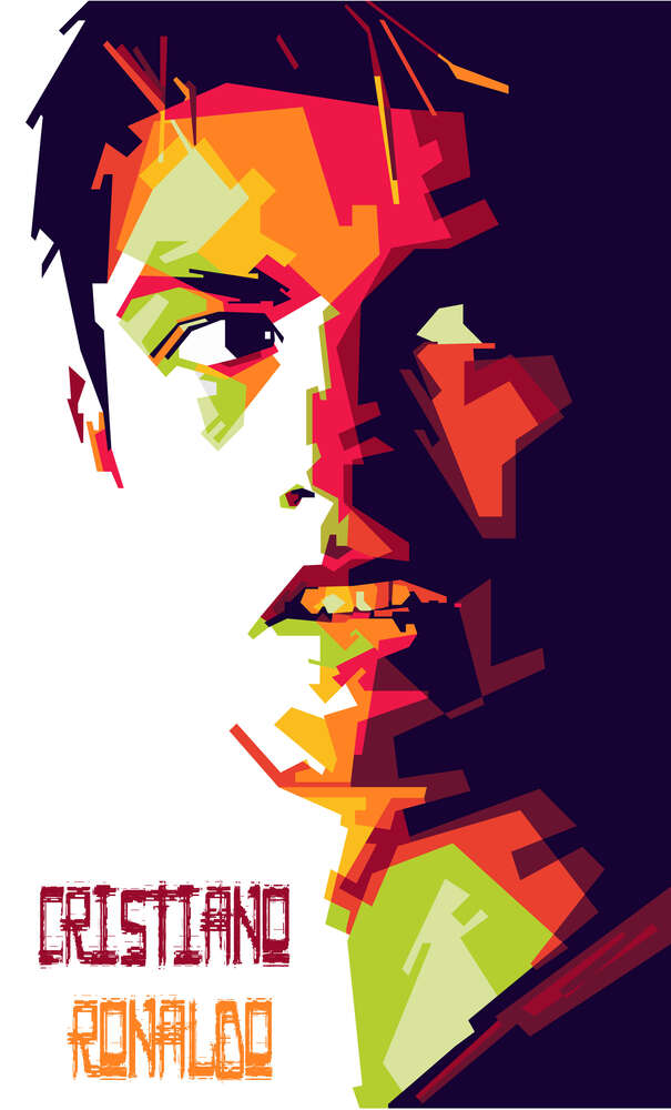 картина-постер Острые тени портрета Криштиану Роналду (Cristiano Ronaldo)