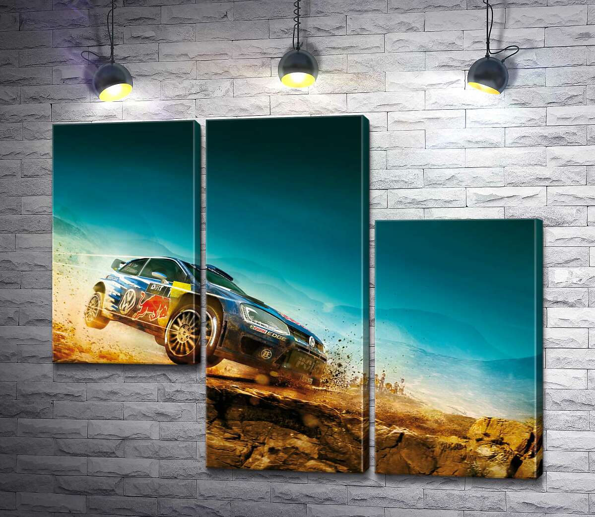 модульная картина Автомобиль Volkswagen Polo R WRC на соревнованиях ралли (Модуль №13)