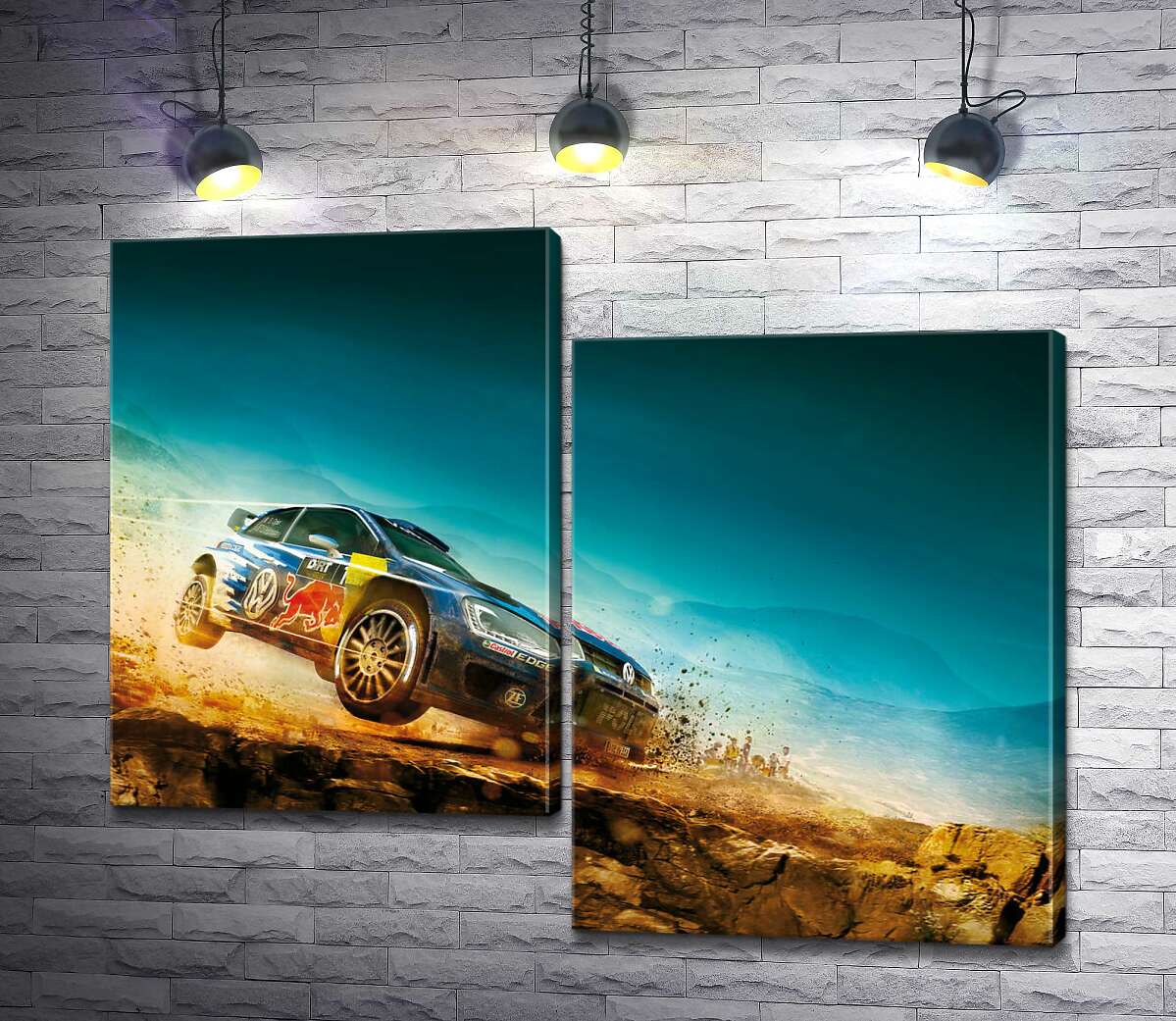 модульная картина Автомобиль Volkswagen Polo R WRC на соревнованиях ралли (Модуль №9)