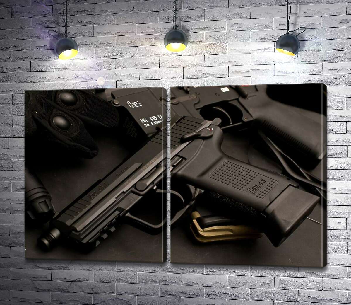 модульная картина Матовая поверхность самозарядного пистолета Heckler & Koch HK45