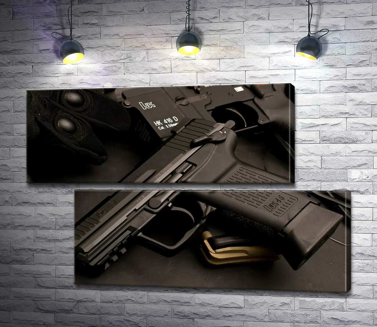 модульная картина Матовая поверхность самозарядного пистолета Heckler & Koch HK45 (Модуль №8)
